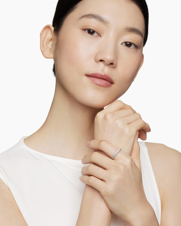 Petite Pavé Stack Ring in Sterling Silver, 3mm