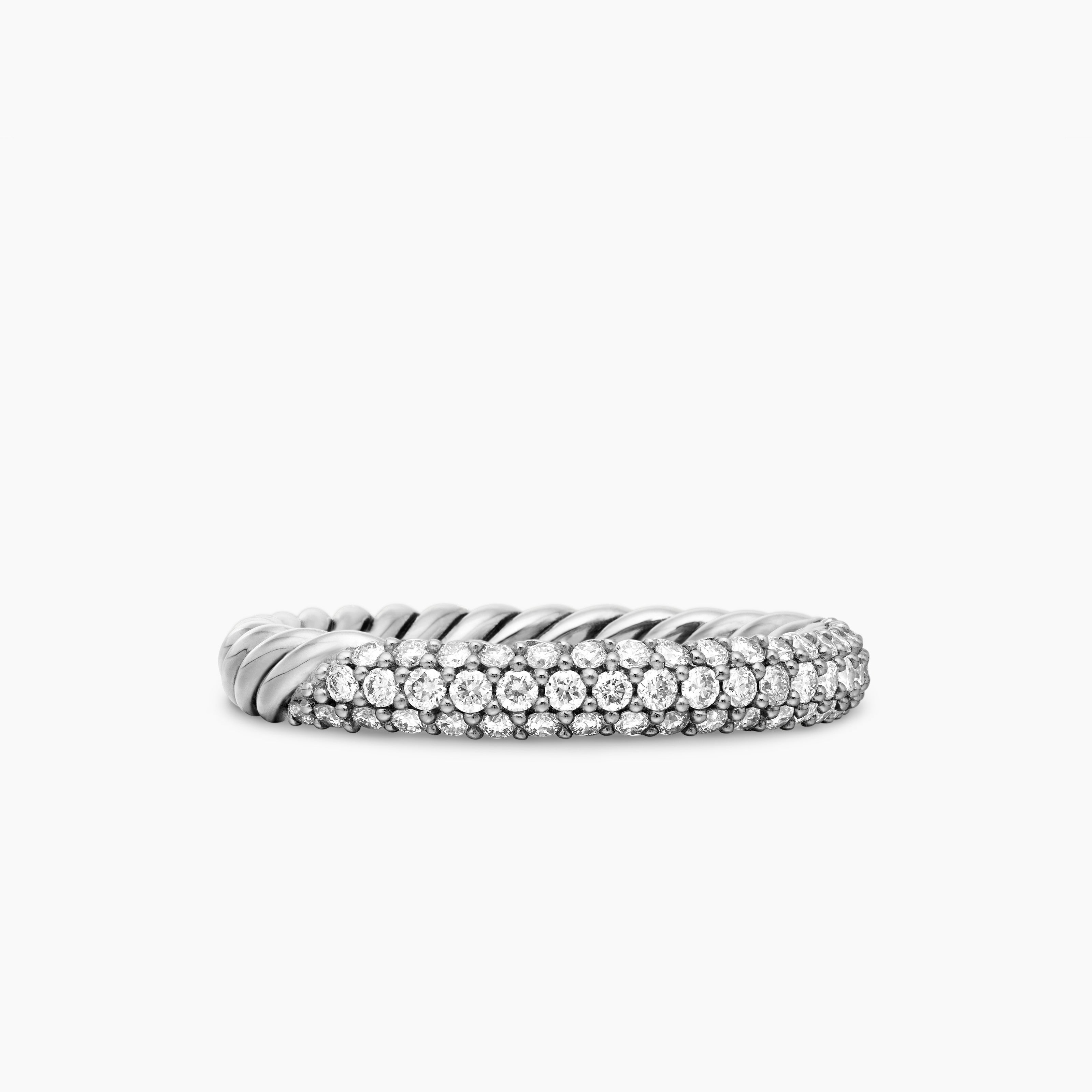 Bague superposable Petite Pav&eacute; en argent massif avec pav&eacute;, 3 mm femme 