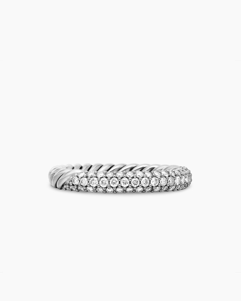 Womens Petite Pavé Stack Ring in Sterling Silver, 3mm