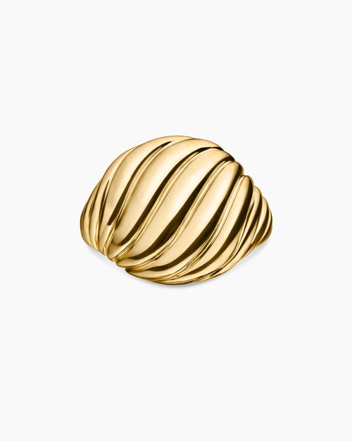 Womens Sculpted Cable Pinky Ring in 18K Yellow Gold, 13mm