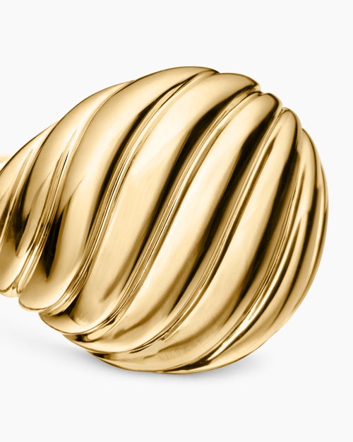 Womens Sculpted Cable Pinky Ring in 18K Yellow Gold, 13mm