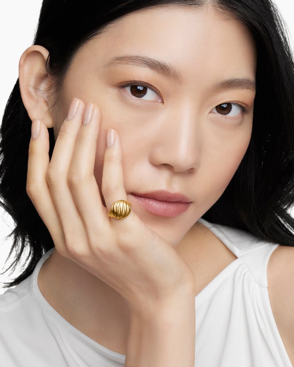 Chevalière torsade sculptée en or jaune 18 carats, 13 mm