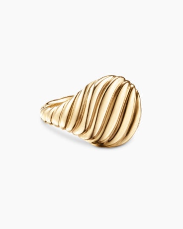 Sculpted Cable Pinky Ring in 18K Yellow Gold, 13mm