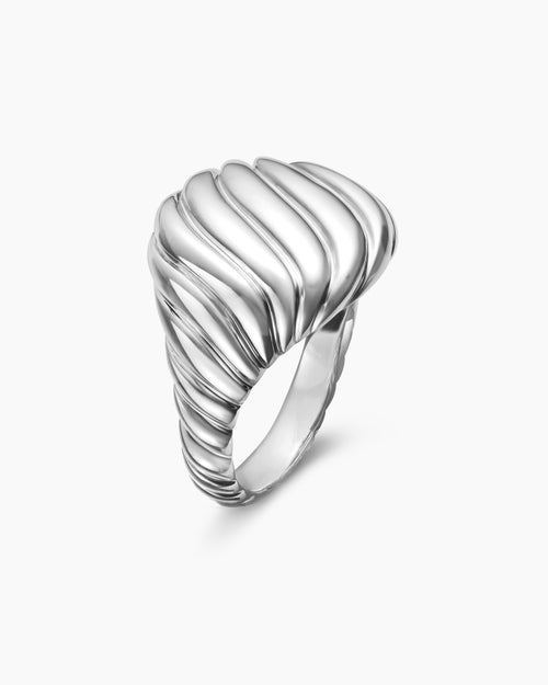 Womens Sculpted Cable Pinky Ring in Sterling Silver, 13mm