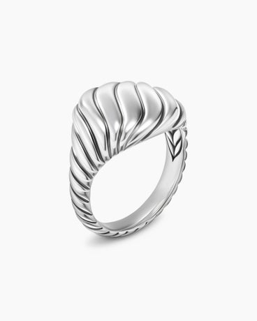 Sculpted Cable Pinky Ring in Sterling Silver, 13mm