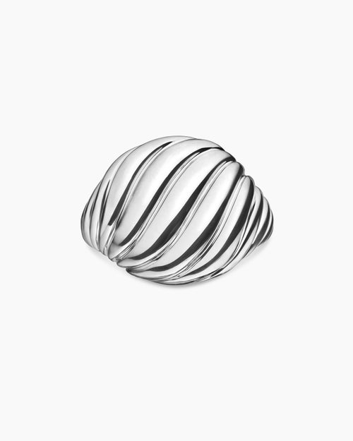 Womens Sculpted Cable Pinky Ring in Sterling Silver, 13mm