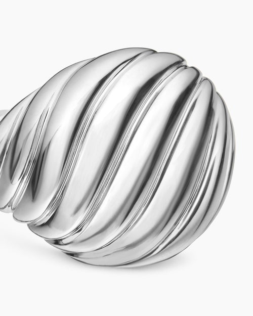 Womens Sculpted Cable Pinky Ring in Sterling Silver, 13mm
