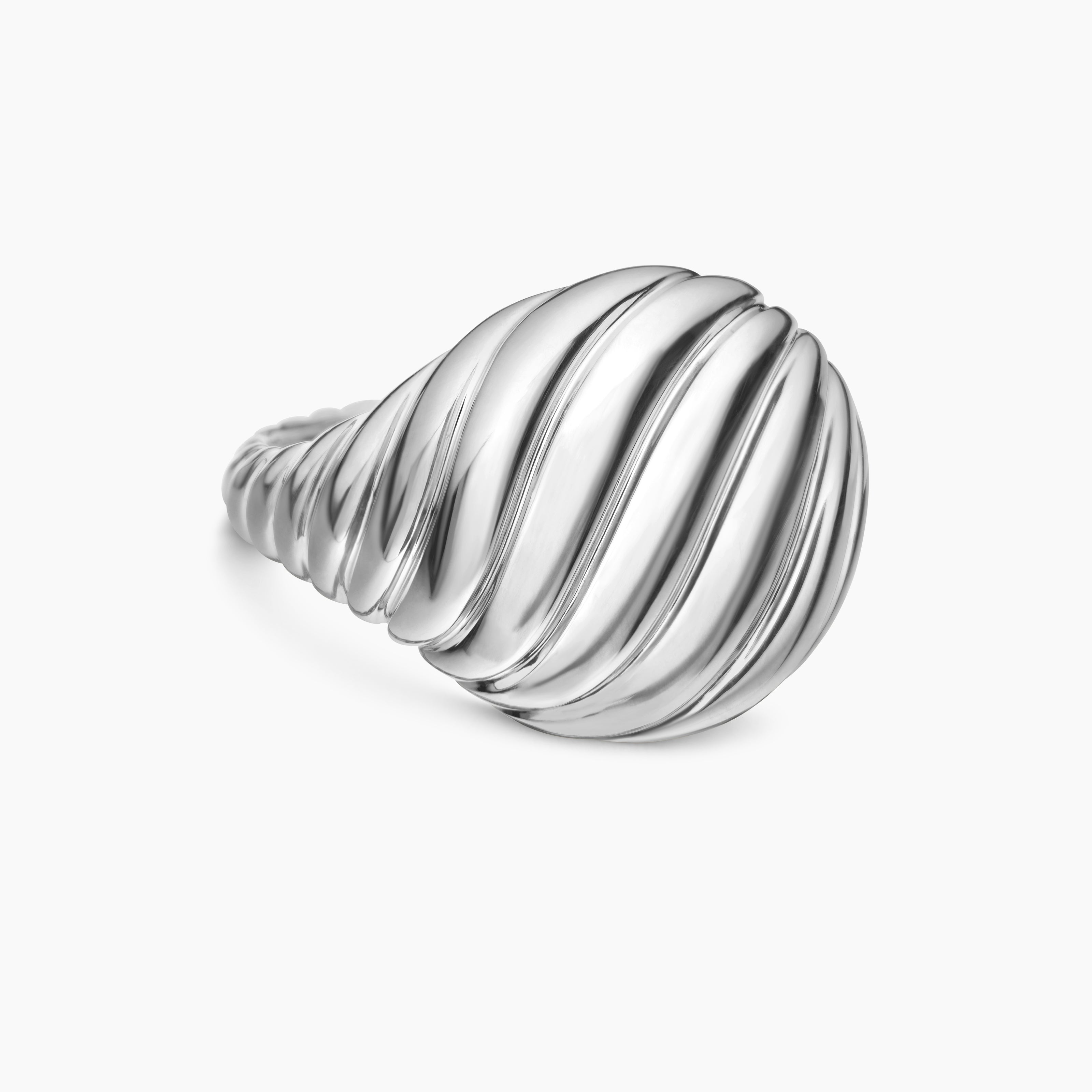 Womens Sculpted Cable Pinky Ring in Sterling Silver, 13mm
