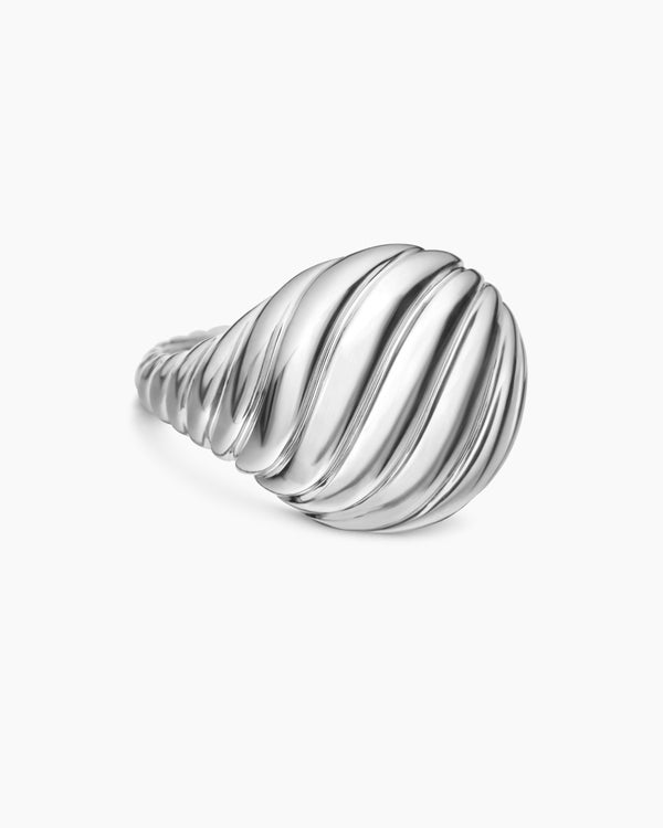 Sculpted Cable Pinky Ring in Sterling Silver, 13mm