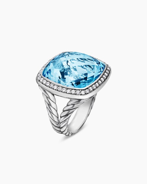 Womens Albion Ring in Sterling Silver with Diamonds, 17mm