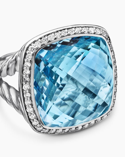 Womens Albion Ring in Sterling Silver with Diamonds, 17mm