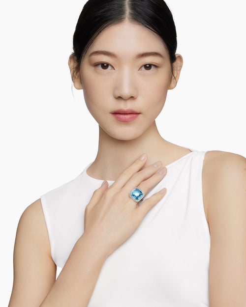 Womens Albion Ring in Sterling Silver with Diamonds, 17mm