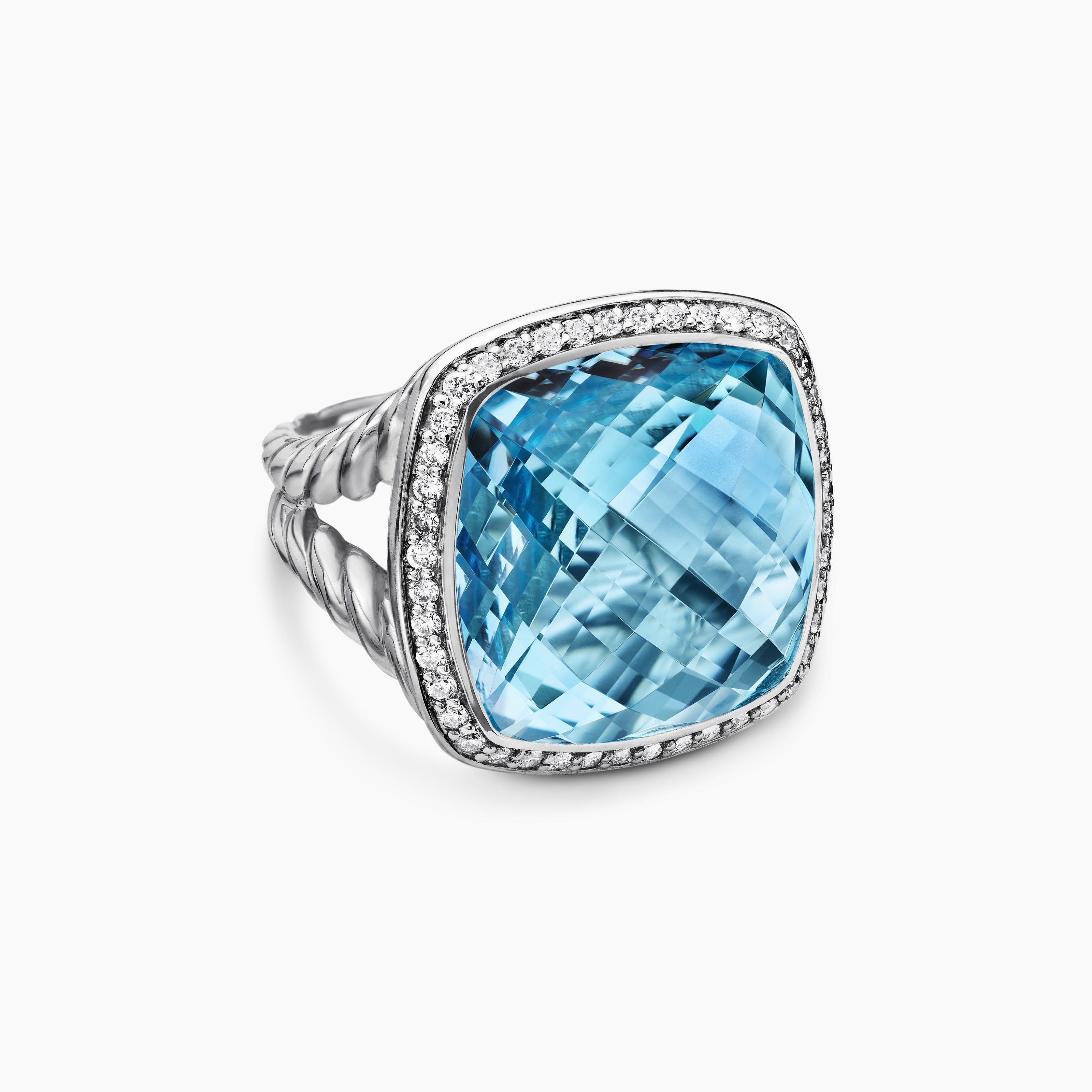 Womens Albion Ring in Sterling Silver with Diamonds, 17mm