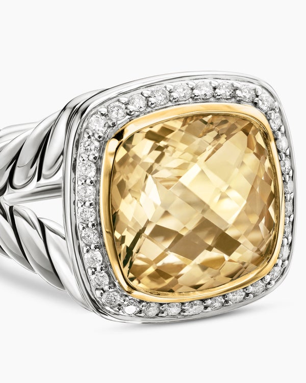 Albion Ring in Sterling Silver with 18K Yellow Gold and Diamonds, 11mm