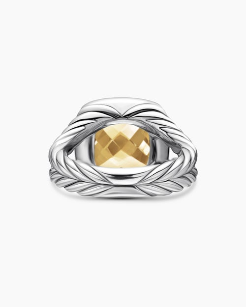 Womens Albion Ring in Sterling Silver with 18K Yellow Gold and Diamonds, 11mm
