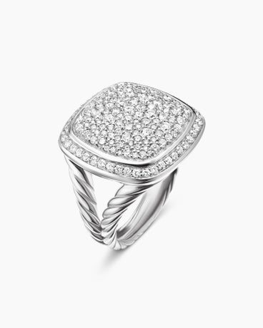 Albion® Ring in Sterling Silver with Pavé Diamonds, 17mm