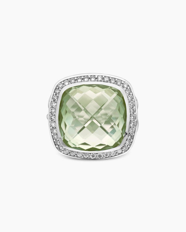 Albion® Ring in Sterling Silver with Prasiolite and Diamonds, 14mm