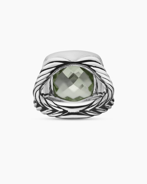 Womens Albion® Ring in Sterling Silver with Prasiolite and Diamonds, 14mm