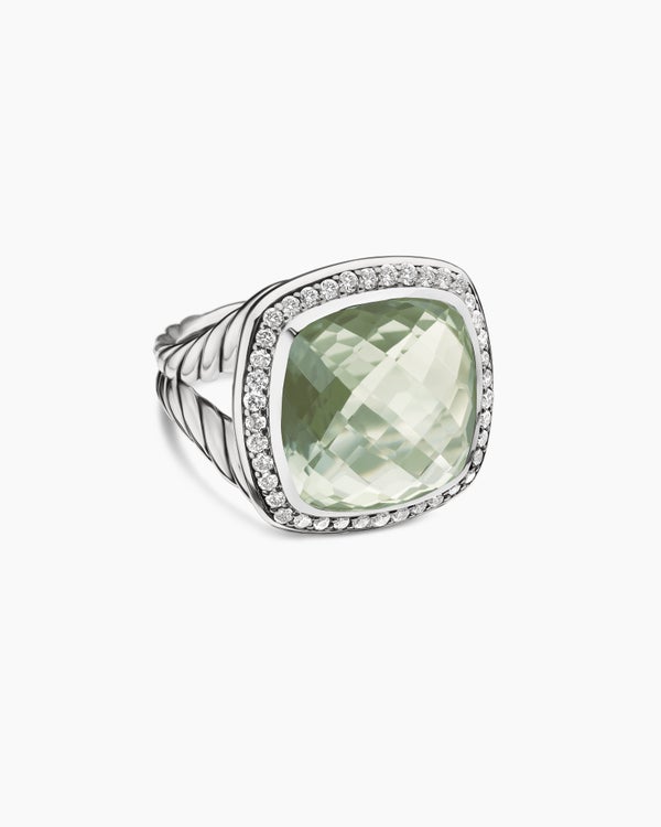 Albion® Ring in Sterling Silver with Prasiolite and Diamonds, 14mm