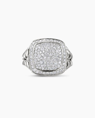 Albion® Ring in Sterling Silver with Pavé Diamonds, 11mm