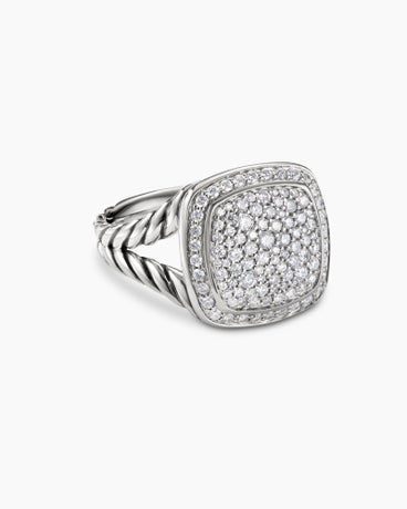 Albion® Ring in Sterling Silver with Pavé Diamonds, 11mm
