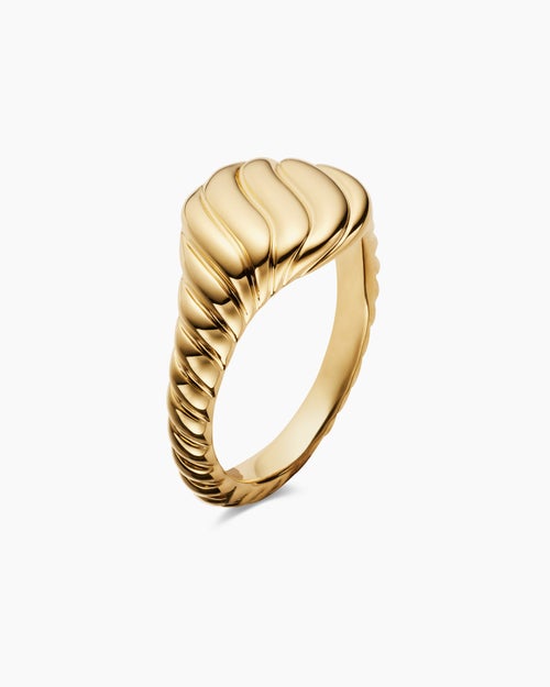 Womens Sculpted Cable Pinky Ring in 18K Yellow Gold, 10mm
