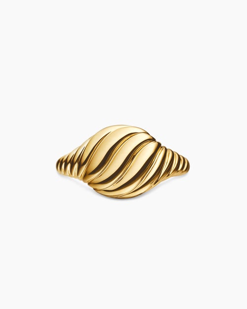 Womens Sculpted Cable Pinky Ring in 18K Yellow Gold, 10mm
