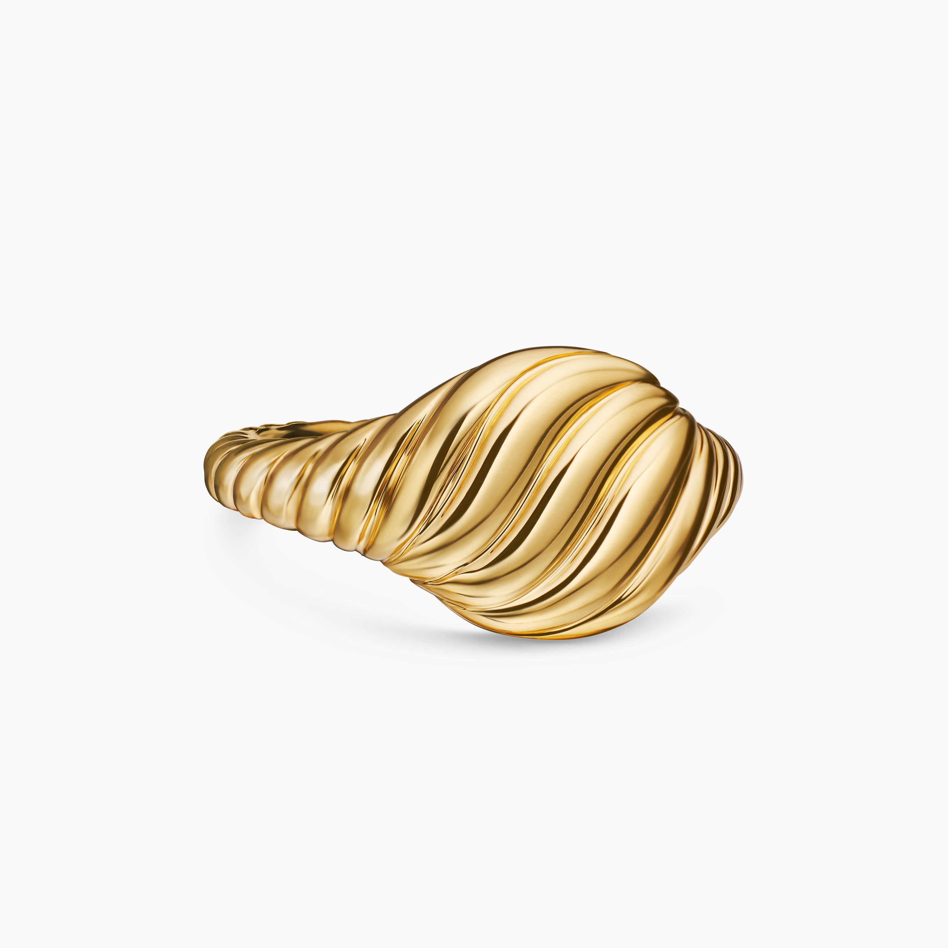 Womens Sculpted Cable Pinky Ring in 18K Yellow Gold, 10mm