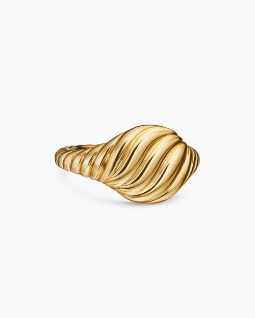 Womens Sculpted Cable Pinky Ring in 18K Yellow Gold, 10mm