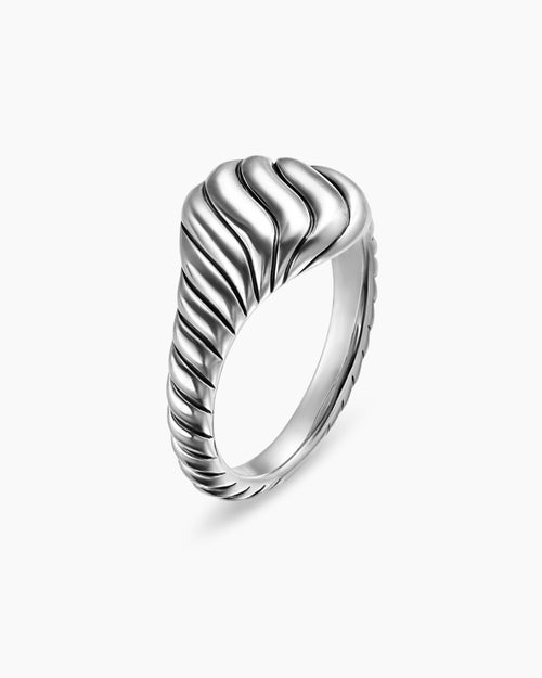 Womens Sculpted Cable Pinky Ring in Sterling Silver, 10mm