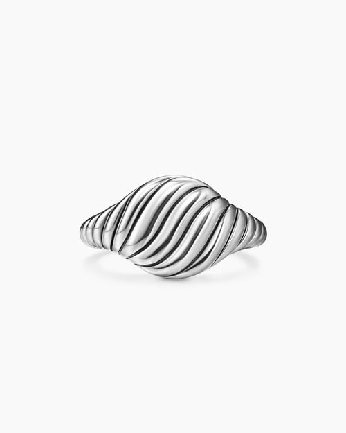 Womens Sculpted Cable Pinky Ring in Sterling Silver, 10mm