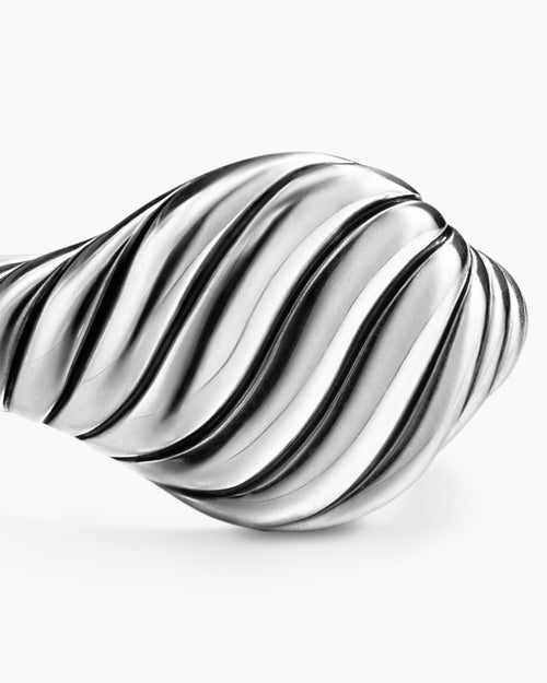 Womens Sculpted Cable Pinky Ring in Sterling Silver, 10mm