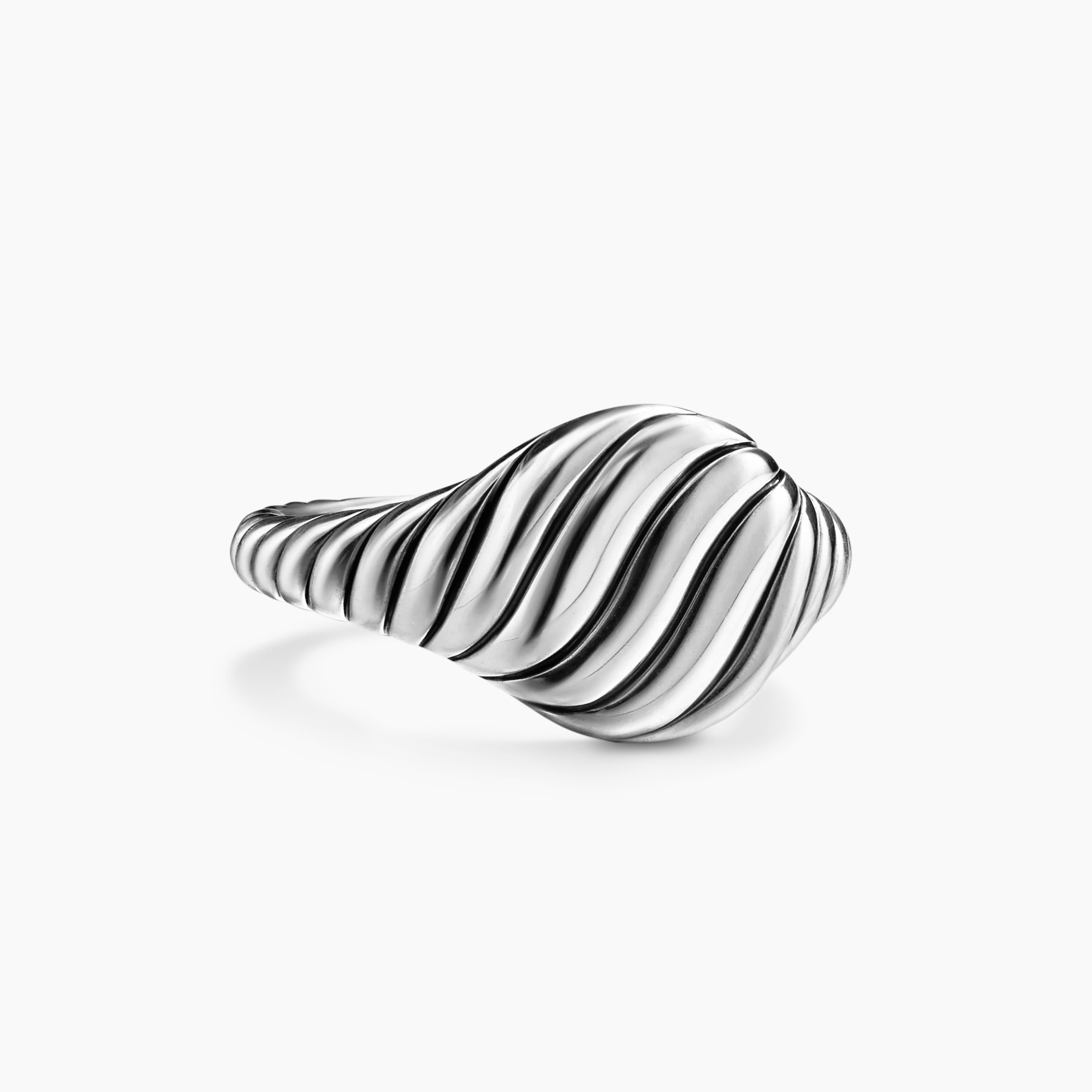 Womens Sculpted Cable Pinky Ring in Sterling Silver, 10mm