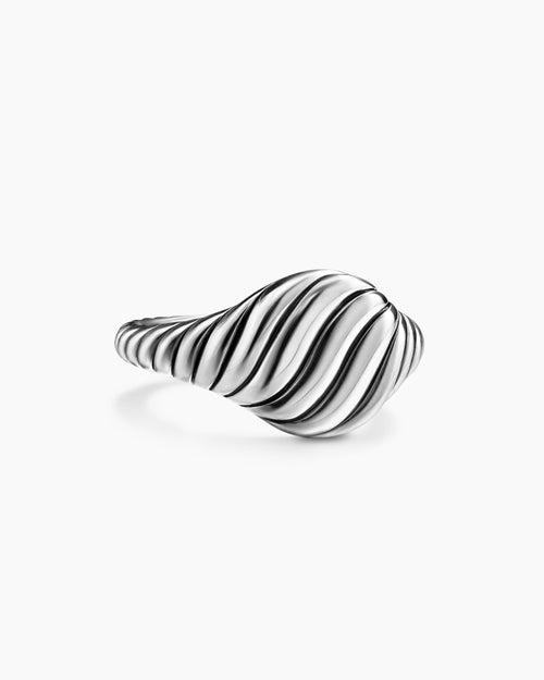 Womens Sculpted Cable Pinky Ring in Sterling Silver, 10mm