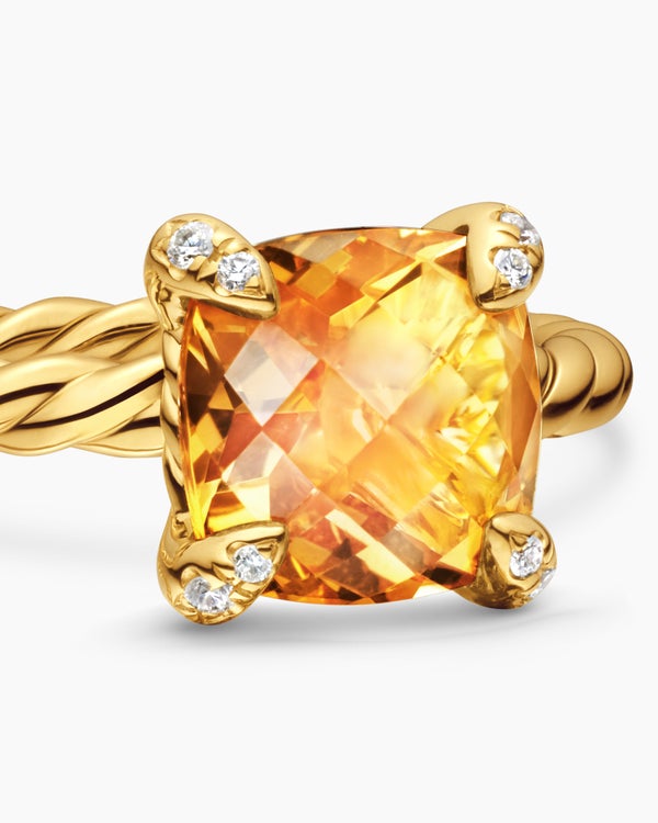 Bague Chatelaine en or jaune 18 carats avec diamants, 7 mm