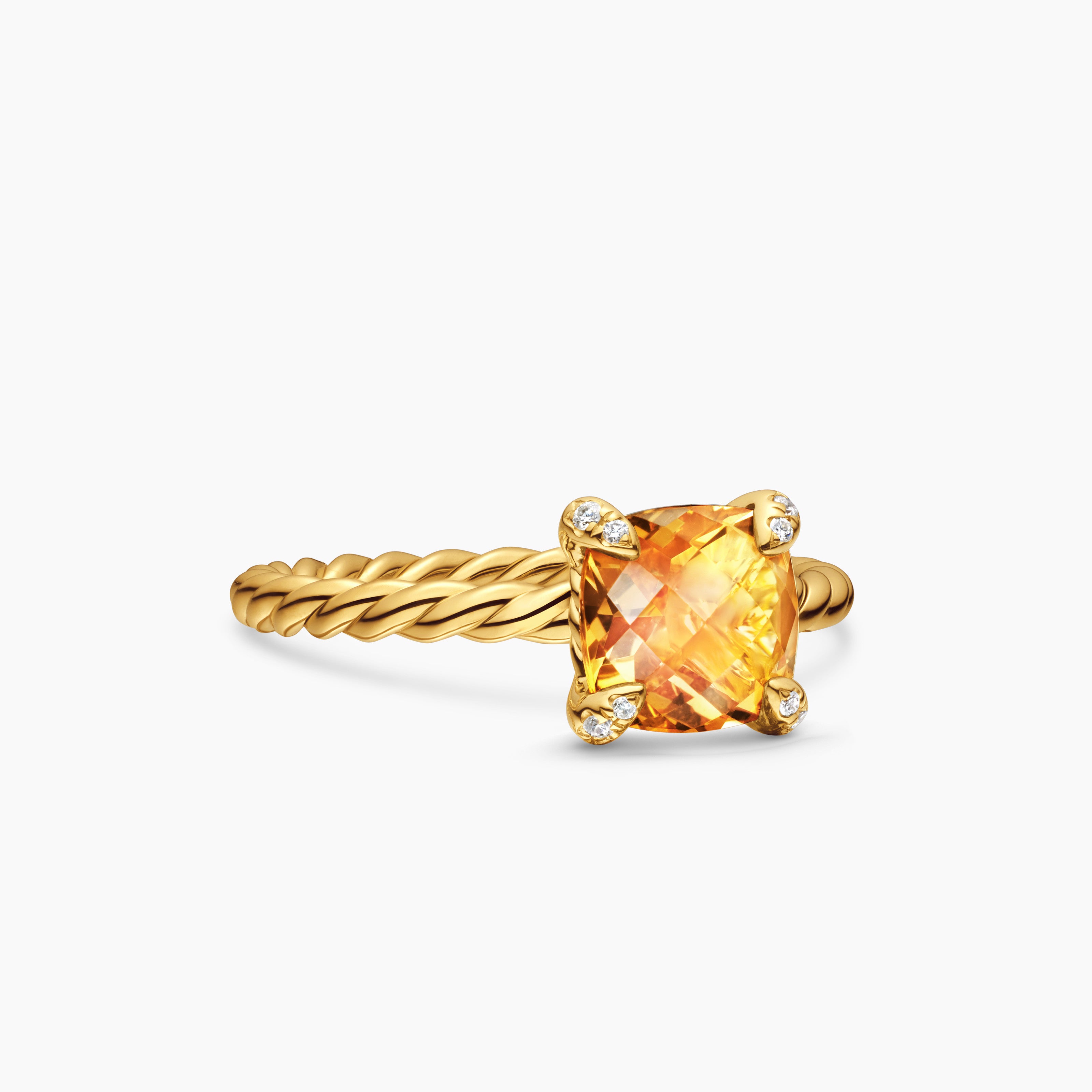 Womens Chatelaine&reg; Ring in 18K Yellow Gold with Citrine and Diamonds, 7mm