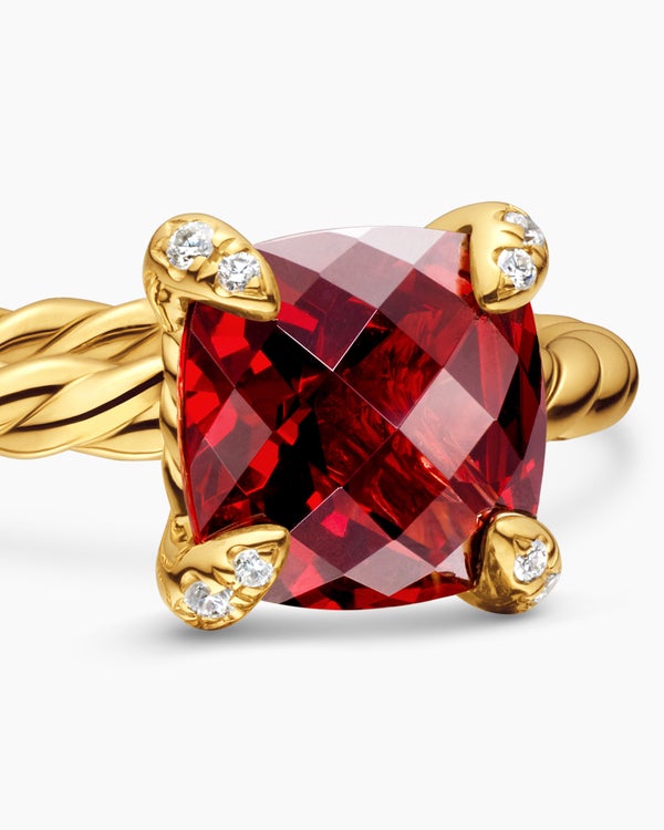 Bague Chatelaine en or jaune 18 carats avec diamants, 7 mm