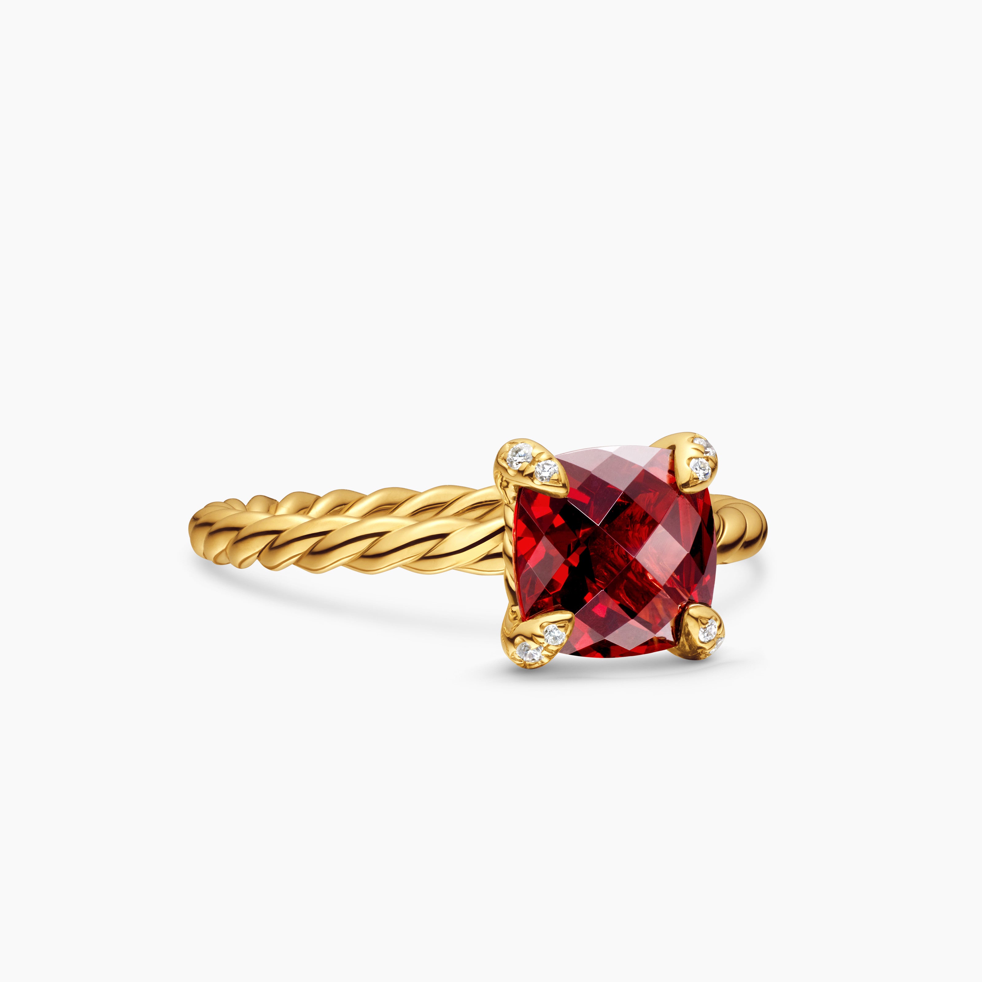 Womens Chatelaine Ring in 18K Yellow Gold with Diamonds, 7mm
