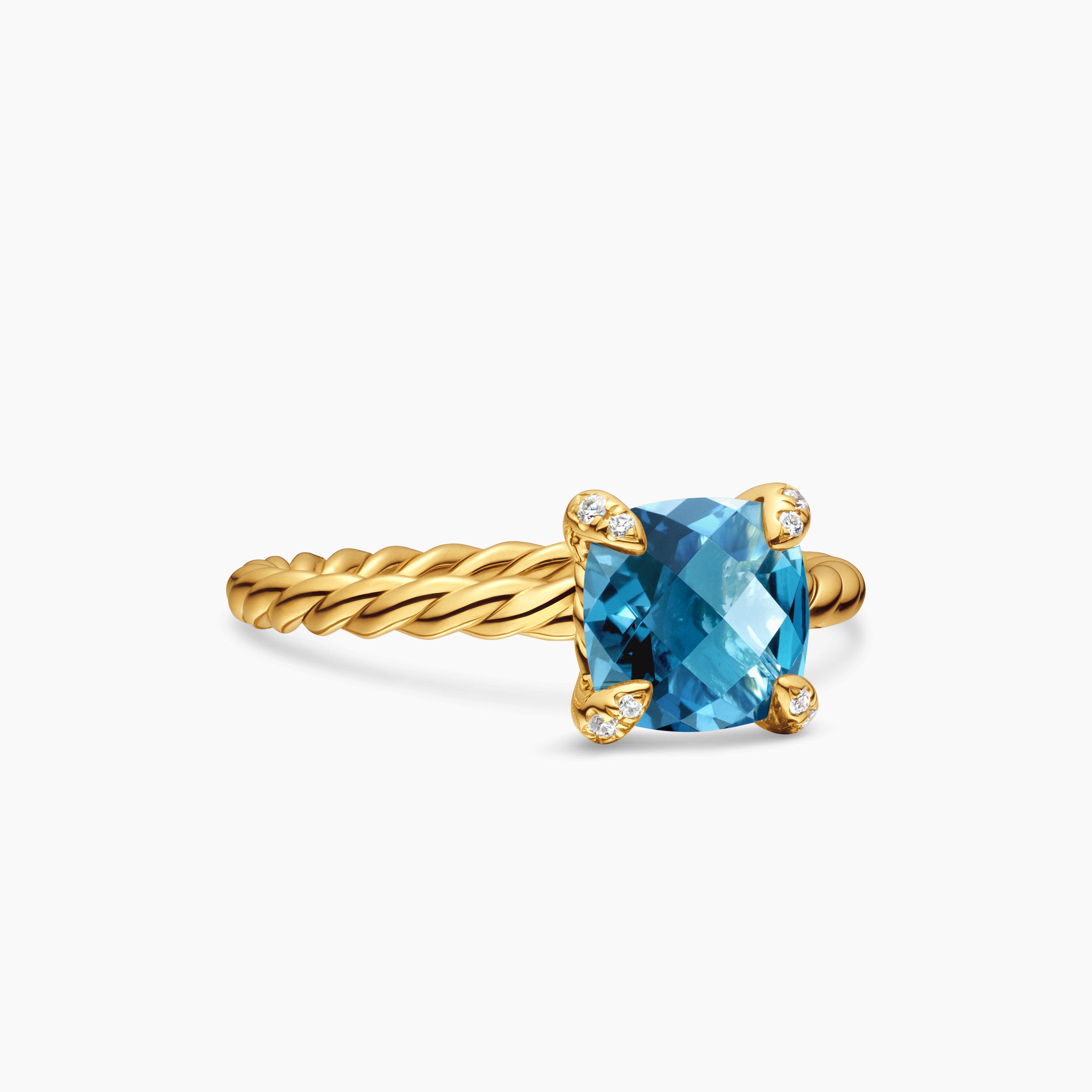 Womens Chatelaine Ring in 18K Yellow Gold with Diamonds, 7mm