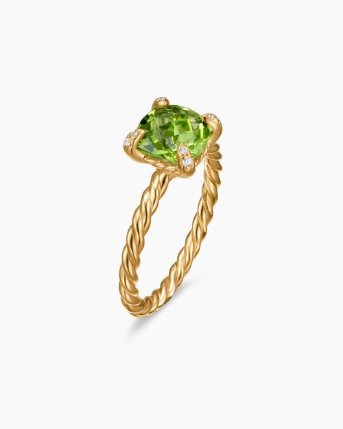 Womens Chatelaine® Ring in 18K Yellow Gold with Peridot and Diamonds, 7mm
