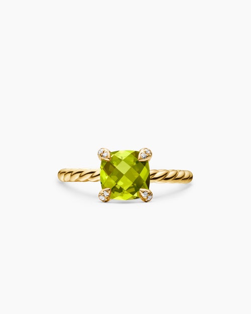 Womens Chatelaine Ring in 18K Yellow Gold with Diamonds, 7mm