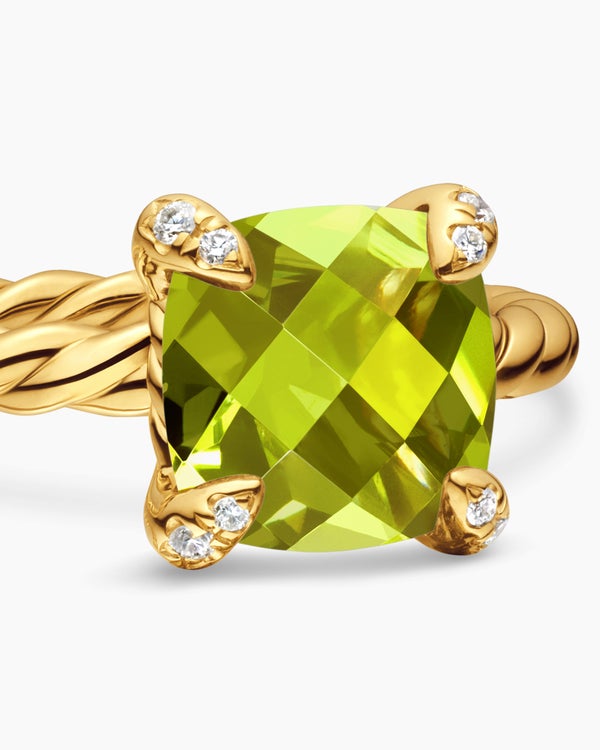 Bague Chatelaine en or jaune 18 carats avec diamants, 7 mm