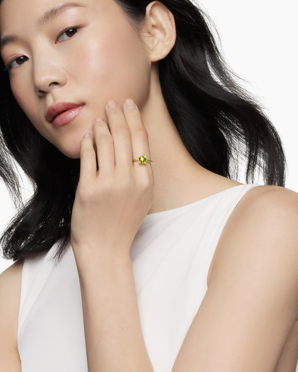 Bague Chatelaine en or jaune 18 carats avec diamants, 7 mm