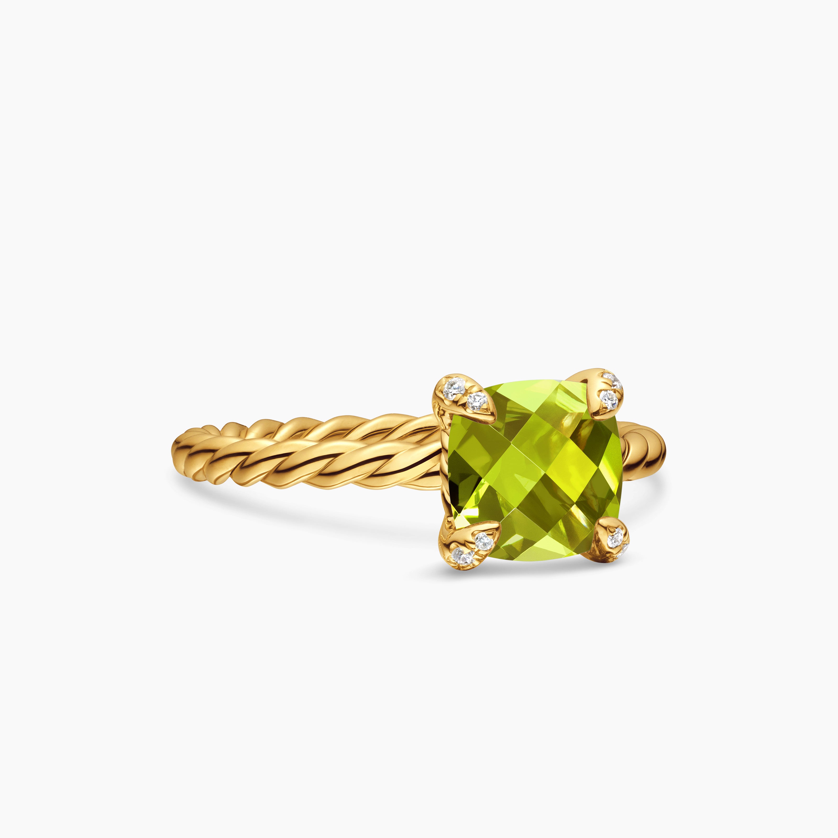 Womens Chatelaine Ring in 18K Yellow Gold with Diamonds, 7mm