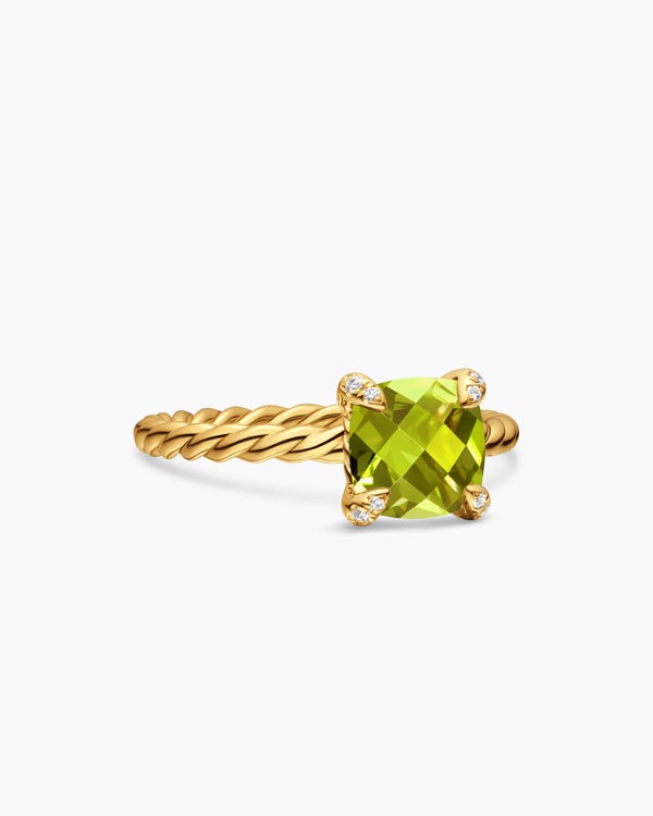 Bague Chatelaine en or jaune 18 carats avec diamants, 7 mm