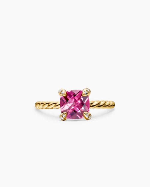 Womens Chatelaine® Ring in 18K Yellow Gold with Pink Tourmaline and Diamonds, 7mm