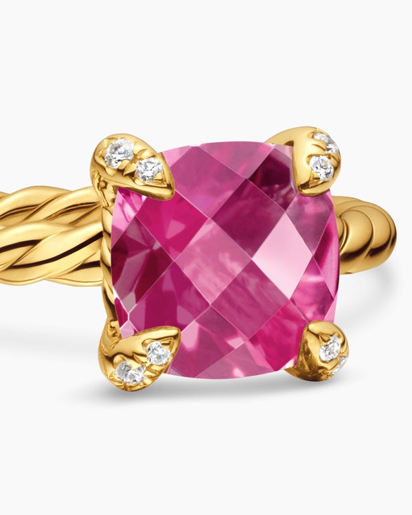 Bague Chatelaine en or jaune 18 carats avec diamants, 7 mm