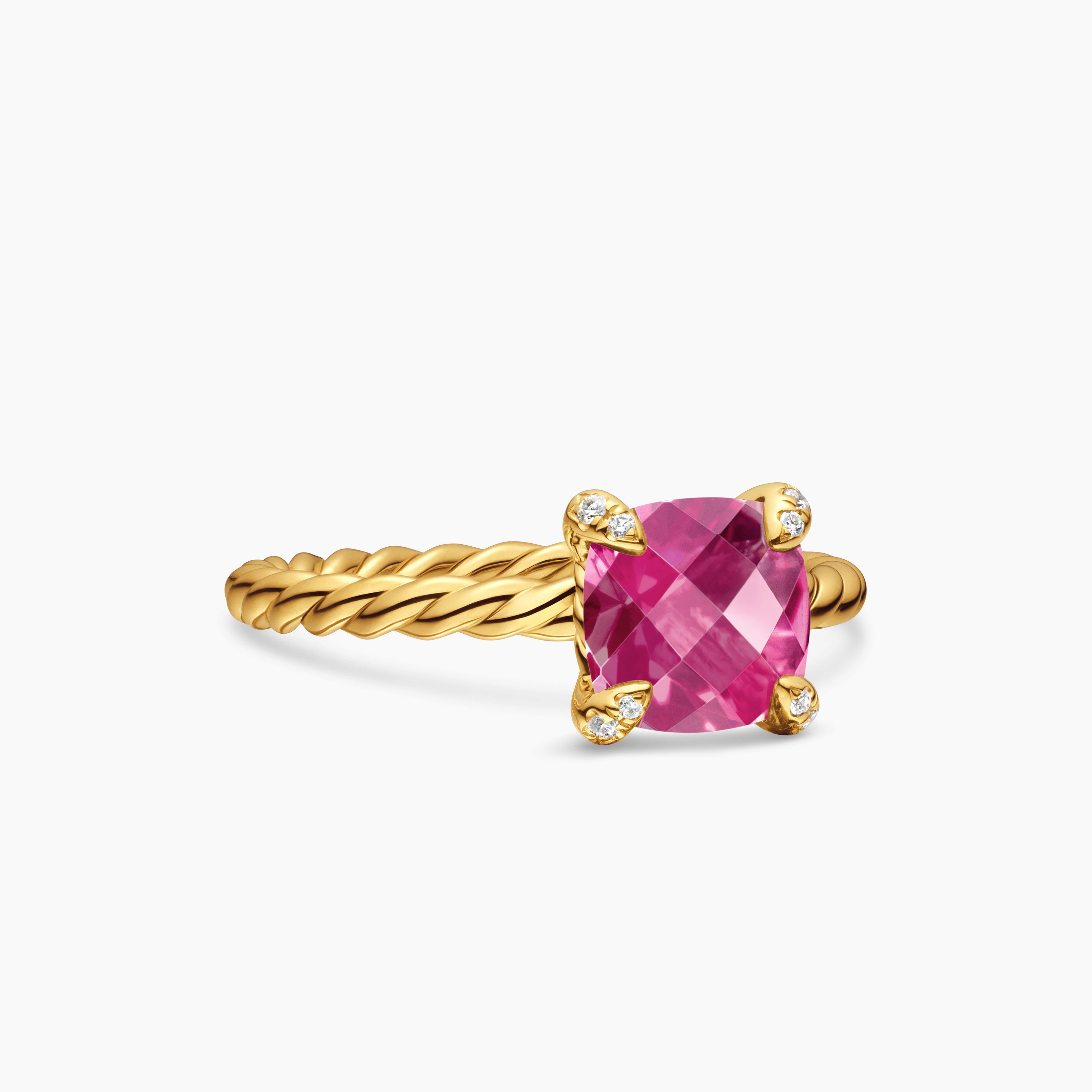 Womens Chatelaine Ring in 18K Yellow Gold with Diamonds, 7mm