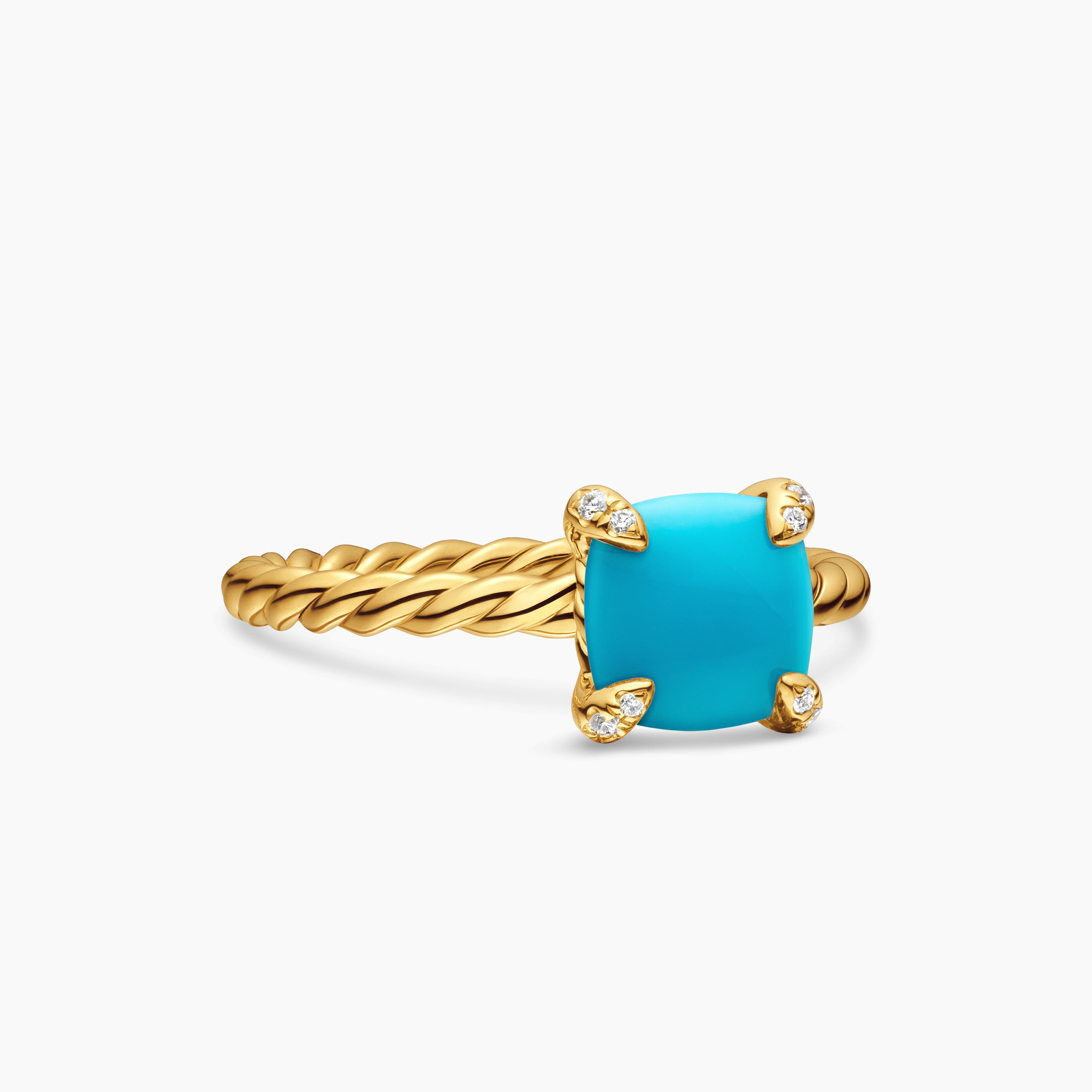 Womens Chatelaine Ring in 18K Yellow Gold with Diamonds, 7mm