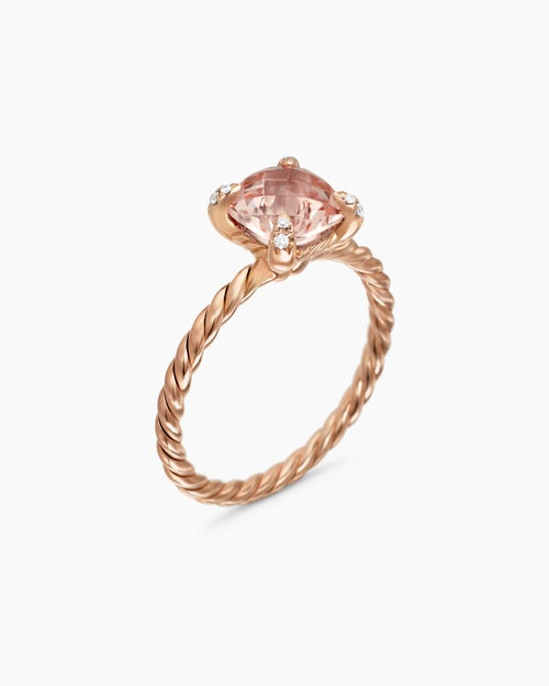Womens Chatelaine® Ring in 18K Rose Gold with Morganite and Diamonds, 7mm